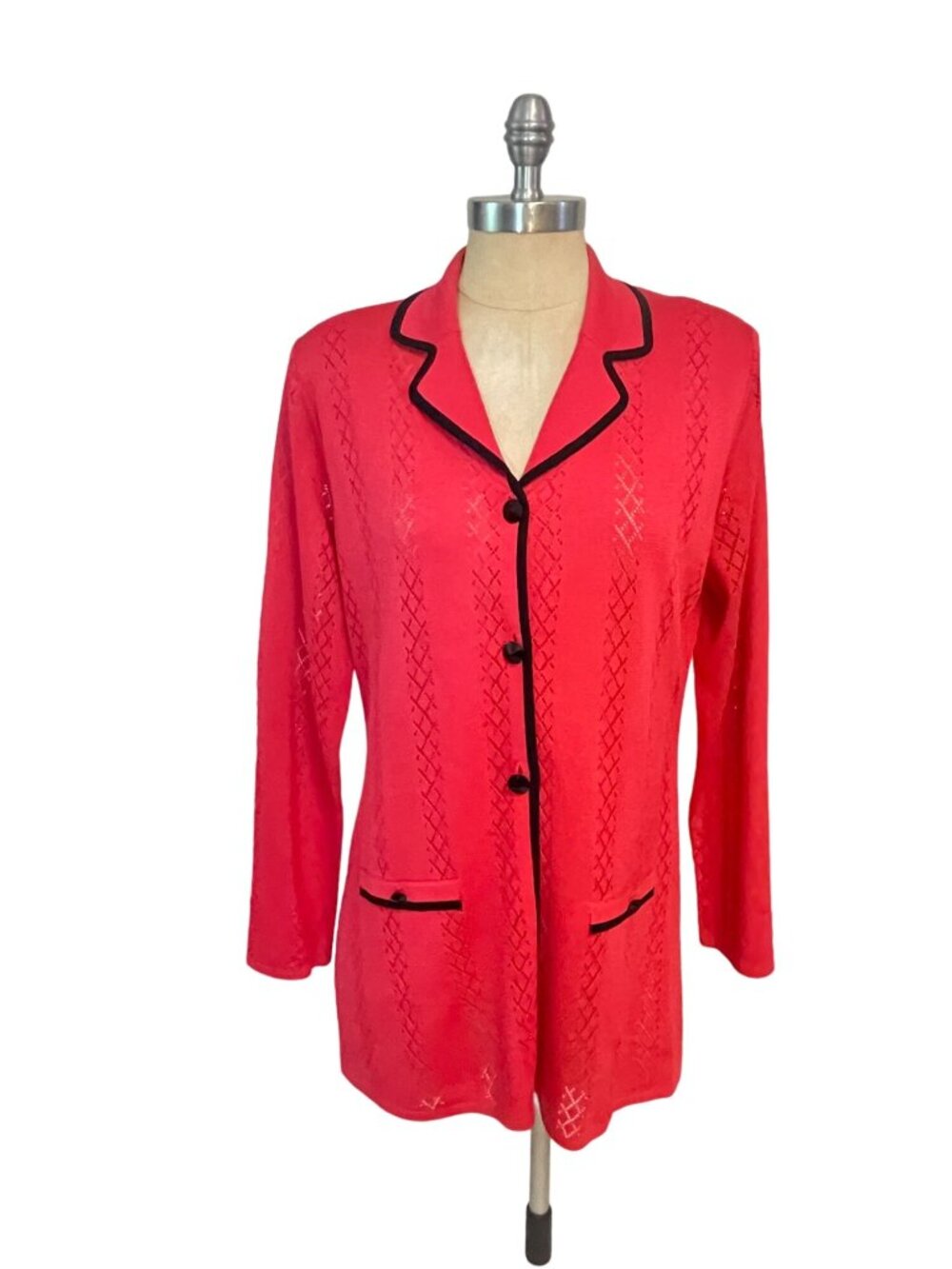 Exclusively Misook Coral Long sleeve Cardigan Sweater Small